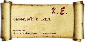Kaderják Edit névjegykártya